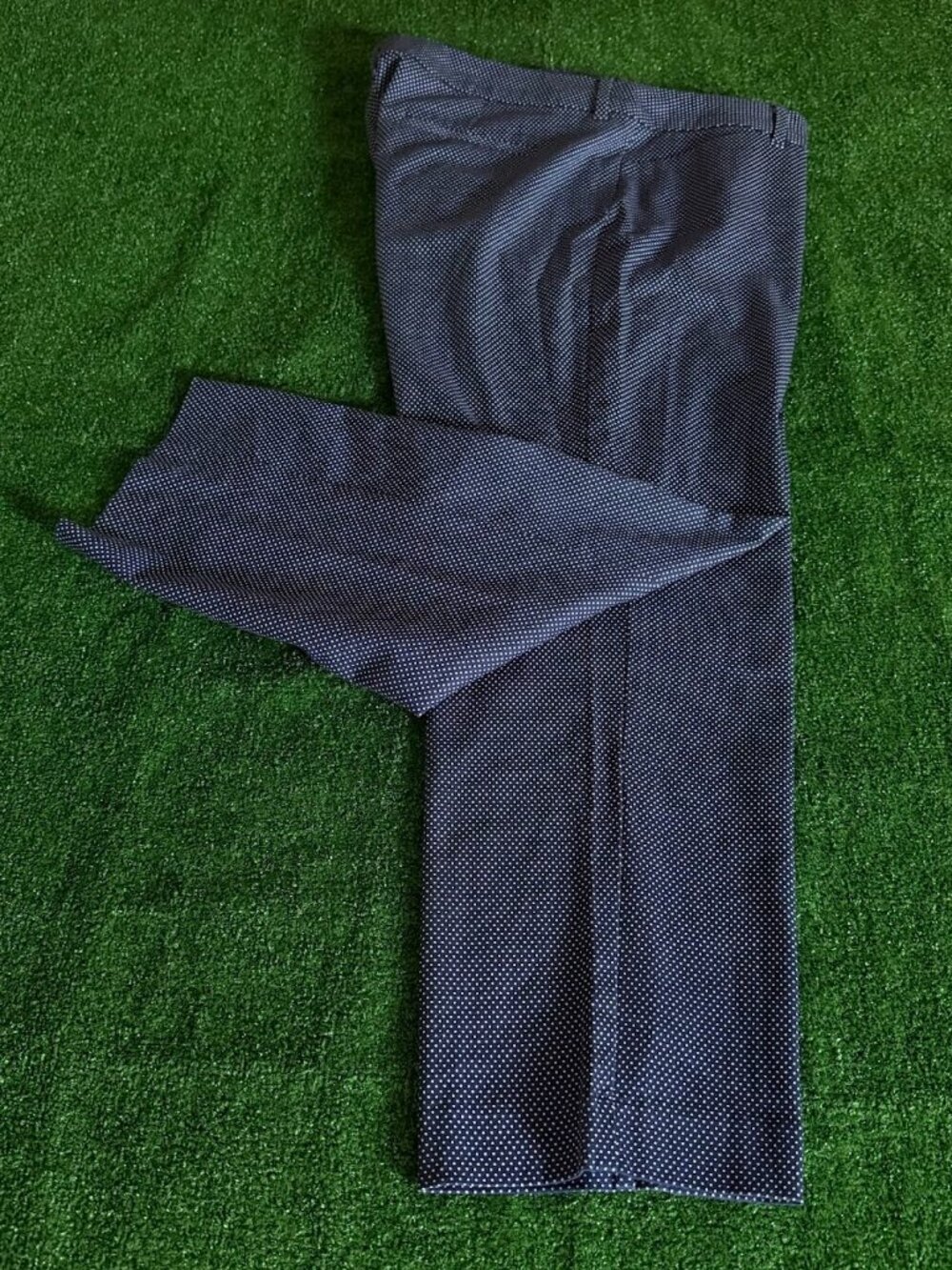 Faded Glory Stretch Ankle Chino Pants Navy Blue Polka Dot Women's Size 16